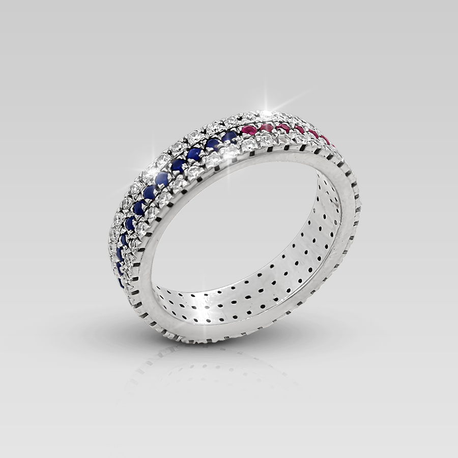 Banda Triple con Rubí y Zafiro