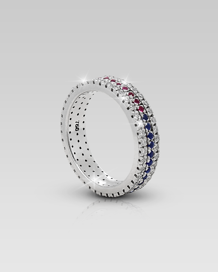 Banda Triple con Rubí y Zafiro