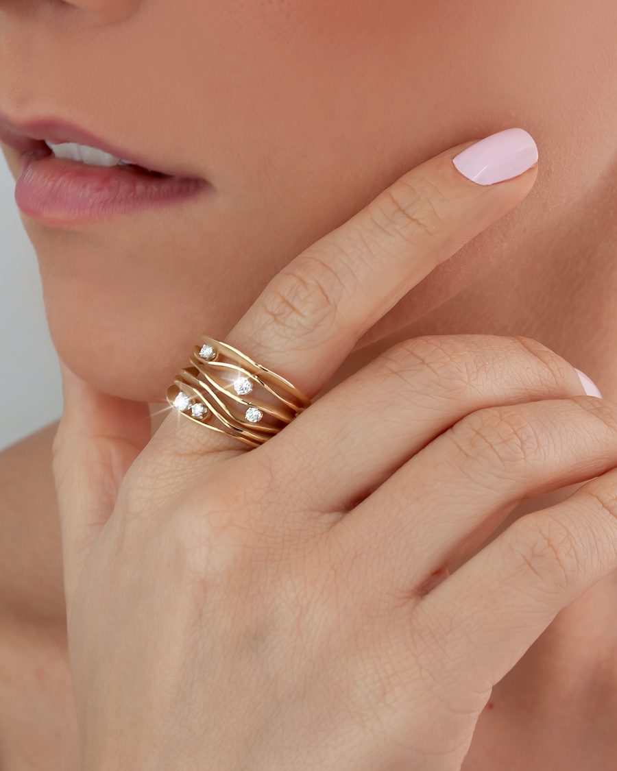 Anillo Dune Orange Apricot • 5 Brillantes