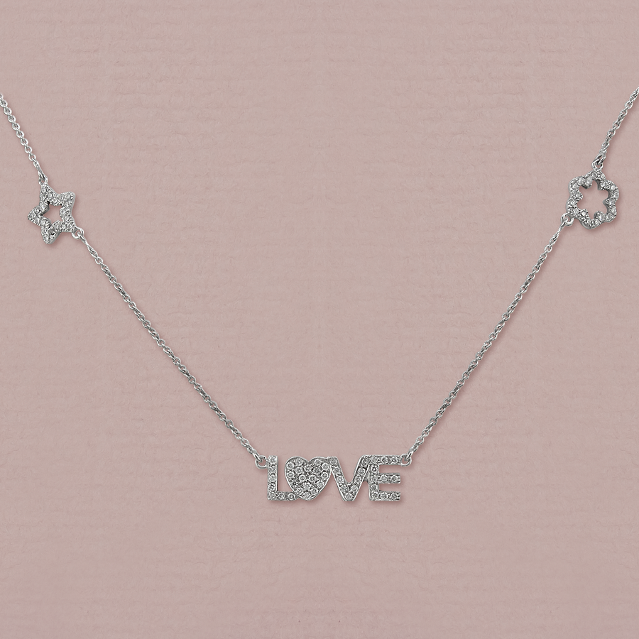 Cadena Love con Estrella y Flor